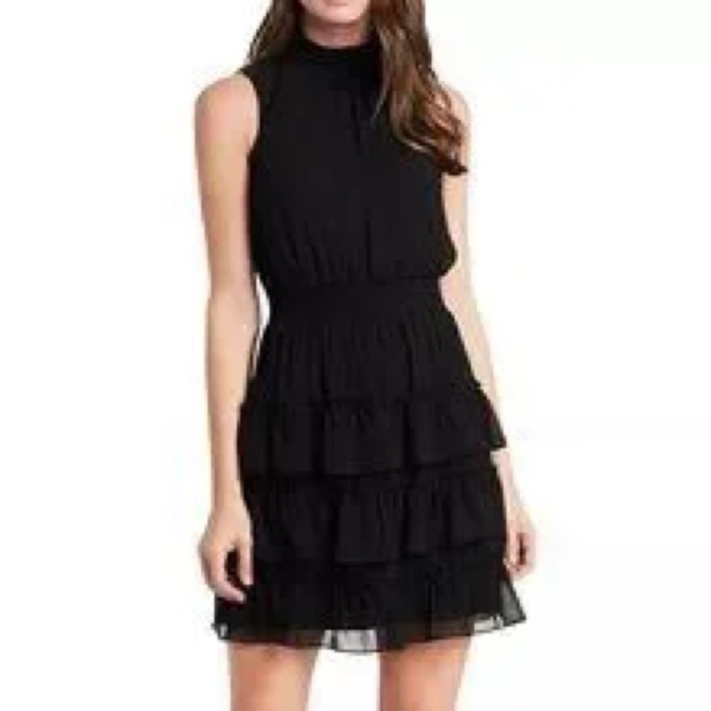 MSK Smocked Tiered Black Mini Dress - XL